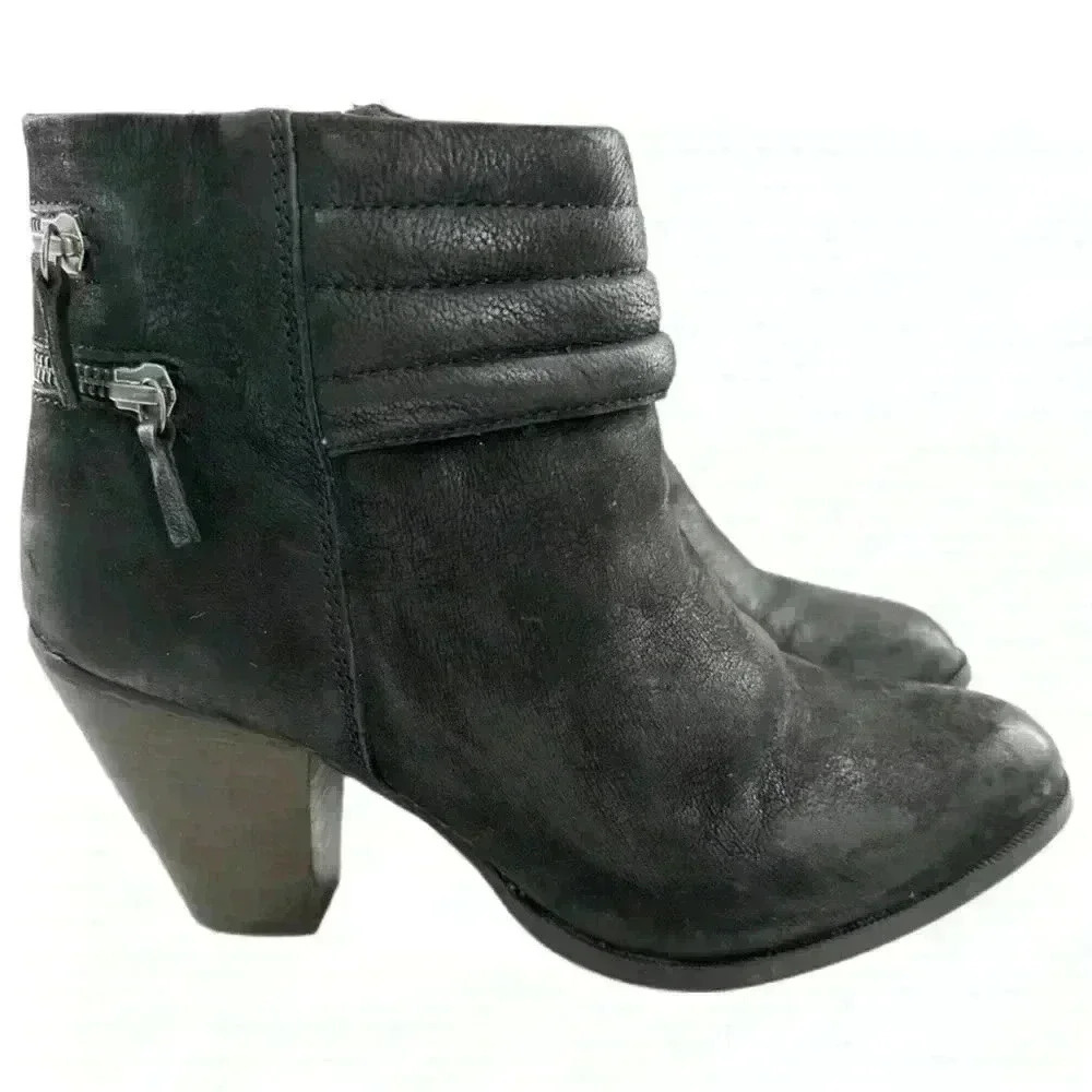 Diba womens ankle booties size 10 black leather biker grunge punk boots